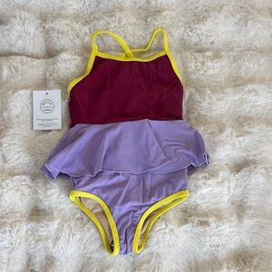 Charming Kids Swim One Piece in Burgundy and Lavender